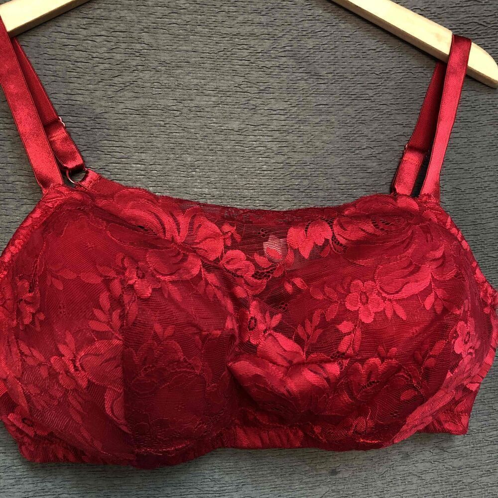 Comfort Choice Red Lace Floral Womens Bra Size 40DD